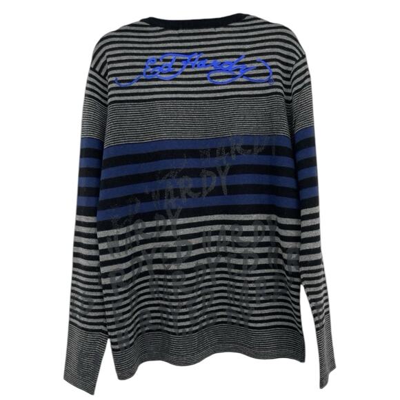 Ed Hardy by Christian Audigier Size XL Wool Blend Pullover Sweater V-Neck Unisex - Picture 3 of 8